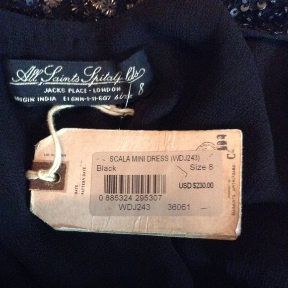 NWT All Saints hand beaded sequined SCALA Cocktail Cowl Neck Dress UK8/US4 - Picture 9 of 13